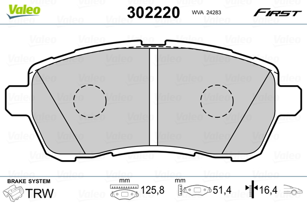 Klocki hamulcowe - komplet, FIRST 302220 VALEO