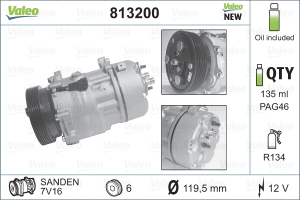 Kompresor, klimatyzacja, NEW ORIGINAL PART 813200 VALEO