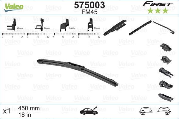 Pióro wycieraczki, FIRST MULTICONNECTION 575003 VALEO