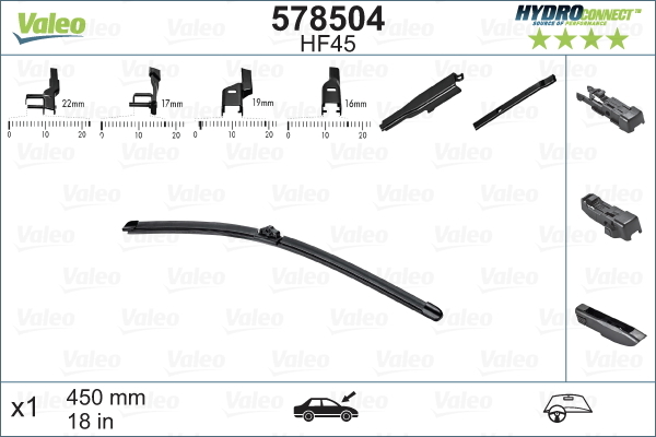 Pióro wycieraczki, HYDROCONNECT 578504 VALEO
