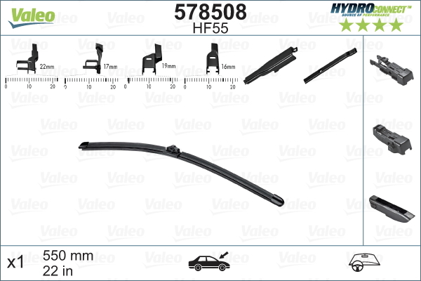 Pióro wycieraczki, HYDROCONNECT 578508 VALEO