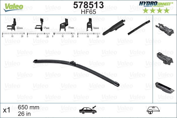 Pióro wycieraczki, HYDROCONNECT 578513 VALEO