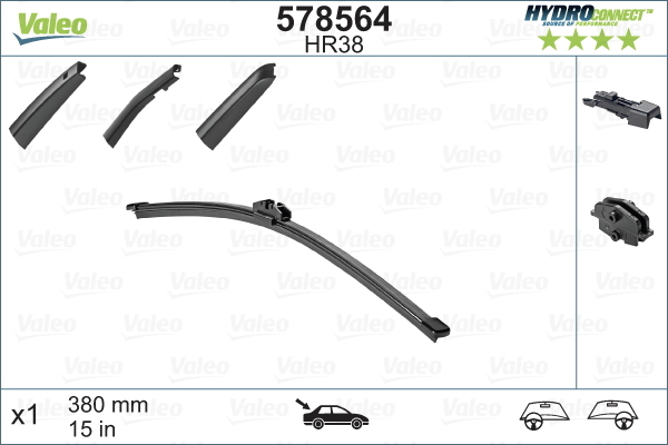 Pióro wycieraczki, HYDROCONNECT 578564 VALEO