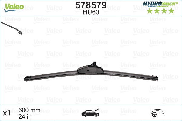 Pióro wycieraczki, HYDROCONNECT 578579 VALEO