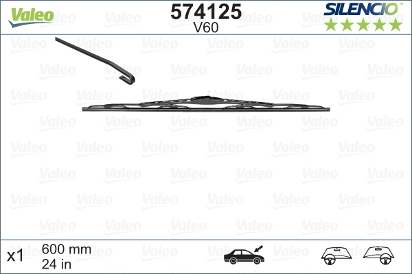 Pióro wycieraczki, SILENCIO CONVENTIONAL SINGLE 574125 VALEO