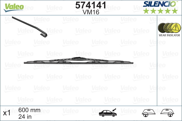 Pióro wycieraczki, SILENCIO CONVENTIONAL SINGLE 574141 VALEO
