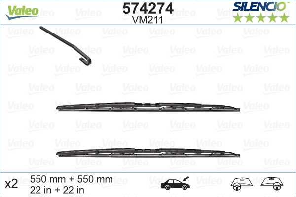 Pióro wycieraczki, SILENCIO CONVENTIONAL SET 574274 VALEO