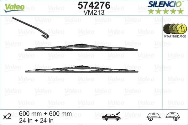 Pióro wycieraczki, SILENCIO CONVENTIONAL SET 574276 VALEO