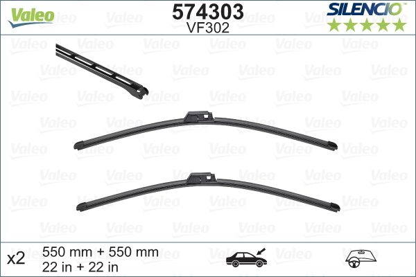 Pióro wycieraczki, SILENCIO FLAT BLADE SET 574303 VALEO