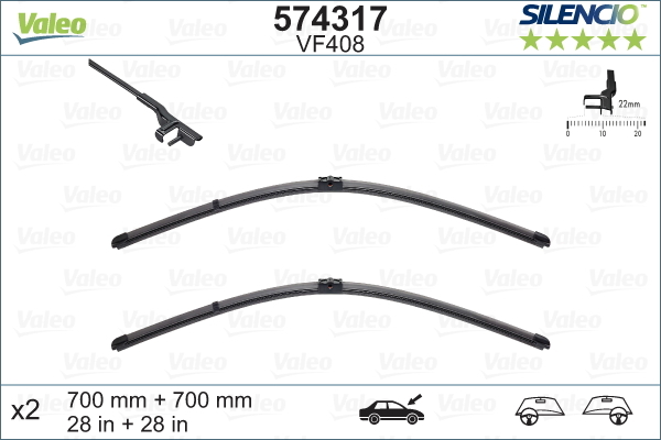 Pióro wycieraczki, SILENCIO FLAT BLADE SET 574317 VALEO