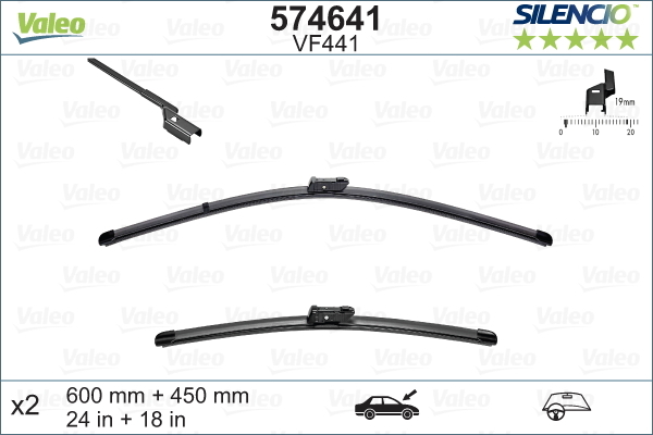 Pióro wycieraczki, SILENCIO FLAT BLADE SET 574641 VALEO