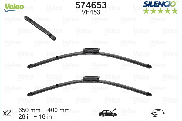 Pióro wycieraczki, SILENCIO FLAT BLADE SET 574653 VALEO