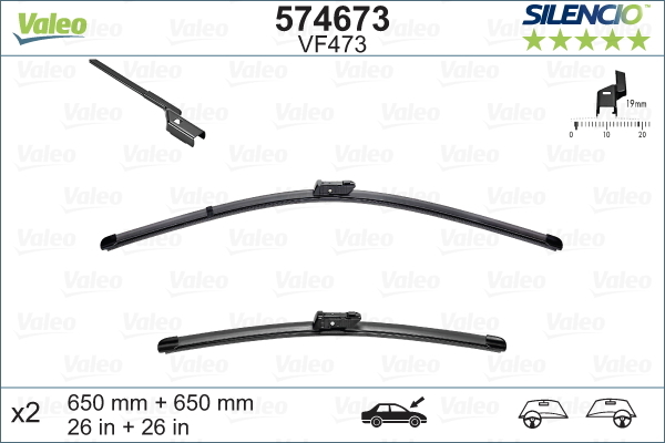 Pióro wycieraczki, SILENCIO FLAT BLADE SET 574673 VALEO
