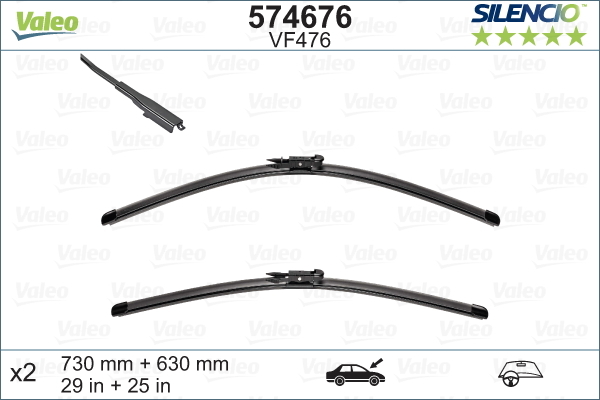 Pióro wycieraczki, SILENCIO FLAT BLADE SET 574676 VALEO