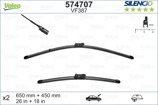 Pióro wycieraczki, SILENCIO FLAT BLADE SET 574707 VALEO
