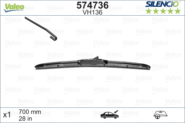 Pióro wycieraczki, SILENCIO HYBRID SINGLE 574736 VALEO