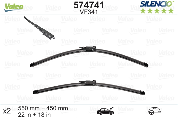 Pióro wycieraczki, SILENCIO FLAT BLADE SET 574741 VALEO