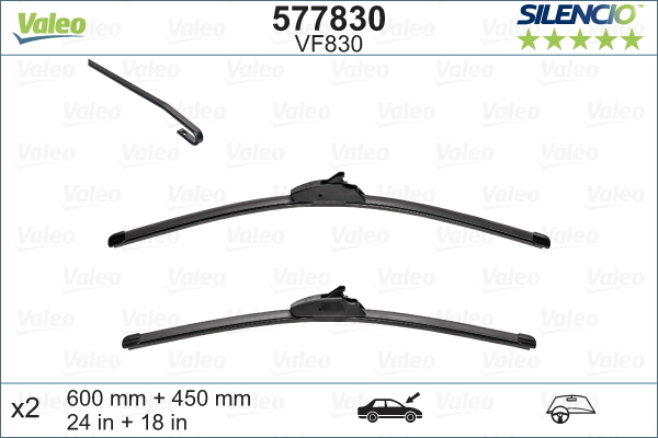 Pióro wycieraczki, SILENCIO FLAT BLADE SET 577830 VALEO