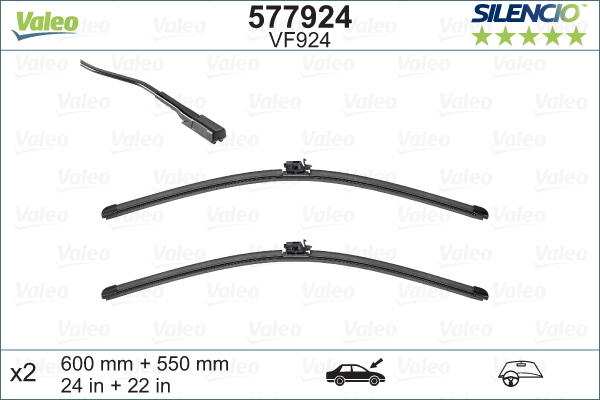 Pióro wycieraczki, SILENCIO FLAT BLADE SET 577924 VALEO