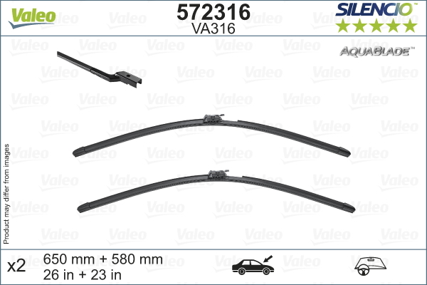 Pióro wycieraczki, SILENCIO AQUABLADE SET 572316 VALEO