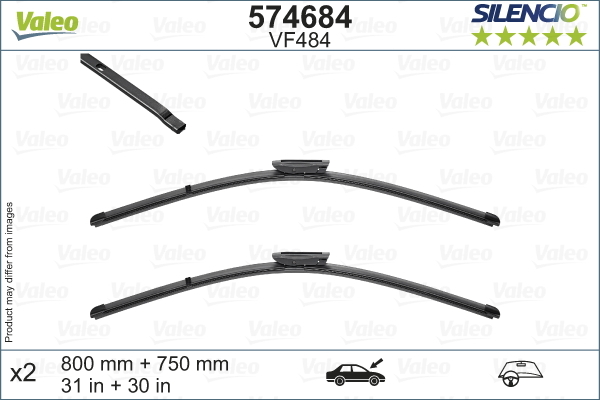 Pióro wycieraczki, SILENCIO FLAT BLADE SET 574684 VALEO