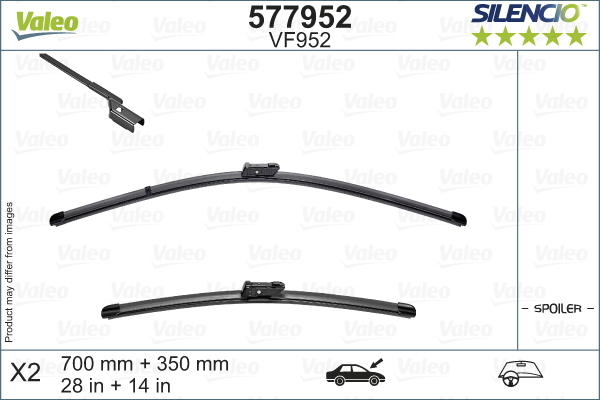 Pióro wycieraczki, SILENCIO FLAT BLADE SET 577952 VALEO