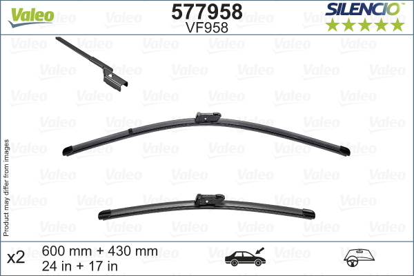 Pióro wycieraczki, SILENCIO FLAT BLADE SET 577958 VALEO