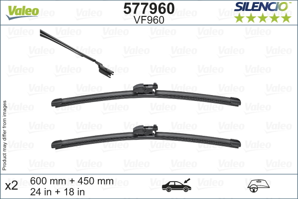 Pióro wycieraczki, SILENCIO FLAT BLADE SET 577960 VALEO