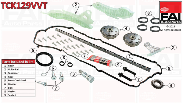 Zestaw łańcucha rozrządu TCK129VVT FAI