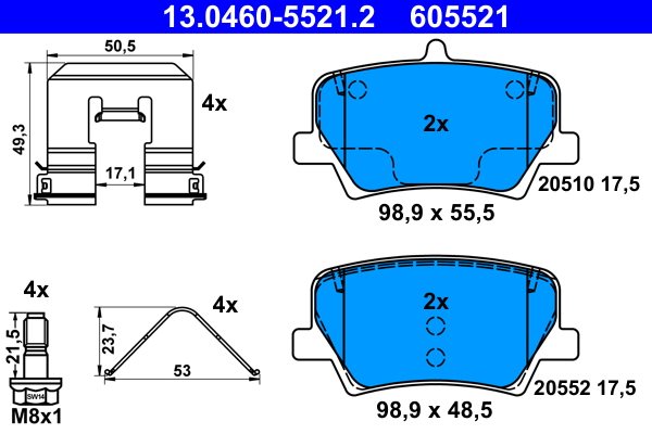 KLOCKI HAM. VOLVO T. XC40 1,5-2,0 17- 13.0460-5521.2 ATE