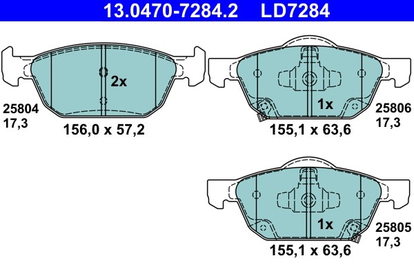 Klocki hamulcowe, zestaw 13.0470-7284.2 ATE