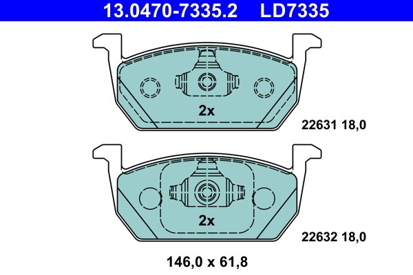 Klocki hamulcowe, zestaw 13.0470-7335.2 ATE