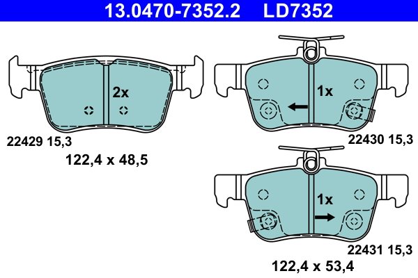 KLOCKI HAM. HONDA T. CIVIC 1,0-2,0 16- CERAMIC 13.0470-7352.2 ATE