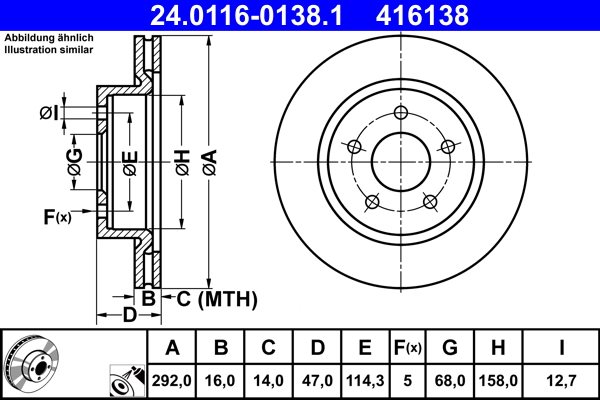 TARCZA HAM. NISSAN T. LEAF/QASHQAI/X-TRAIL 1,3-2,5 14- 24.0116-0138.1 ATE