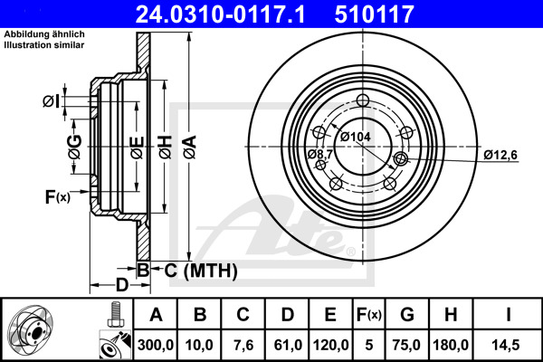 Tarcza hamulcowa, PowerDisc 24.0310-0117.1 ATE