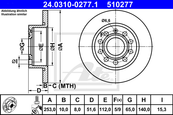 Tarcza hamulcowa, PowerDisc 24.0310-0277.1 ATE