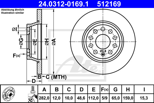 Tarcza hamulcowa, PowerDisc 24.0312-0169.1 ATE