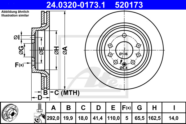 Tarcza hamulcowa, PowerDisc 24.0320-0173.1 ATE
