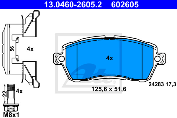 Klocki hamulcowe - komplet 13.0460-2605.2 ATE
