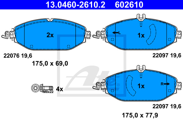 Klocki hamulcowe - komplet 13.0460-2610.2 ATE