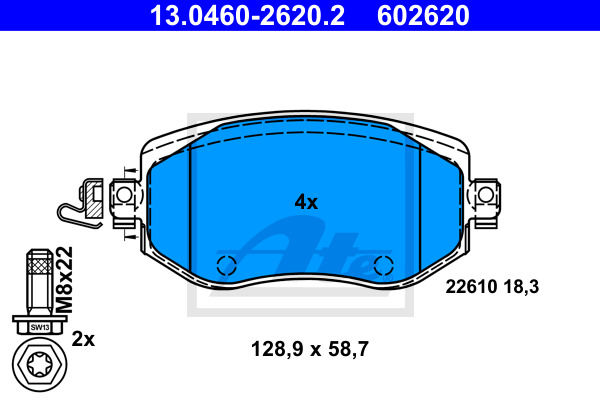 Klocki hamulcowe - komplet 13.0460-2620.2 ATE