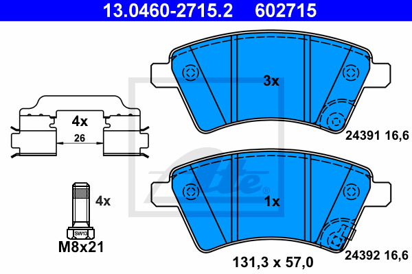 Klocki hamulcowe - komplet 13.0460-2715.2 ATE