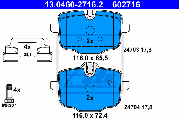 Klocki hamulcowe - komplet 13.0460-2716.2 ATE