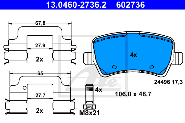 Klocki hamulcowe - komplet 13.0460-2736.2 ATE