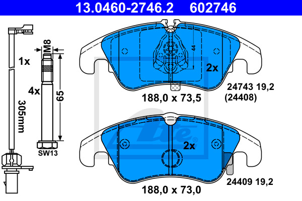 Klocki hamulcowe - komplet 13.0460-2746.2 ATE