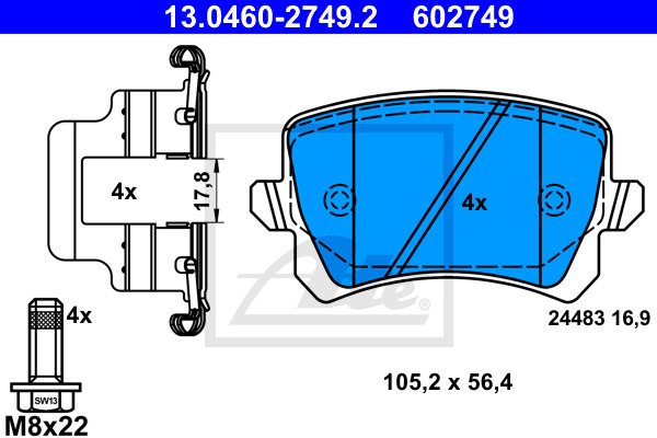 Klocki hamulcowe - komplet 13.0460-2749.2 ATE