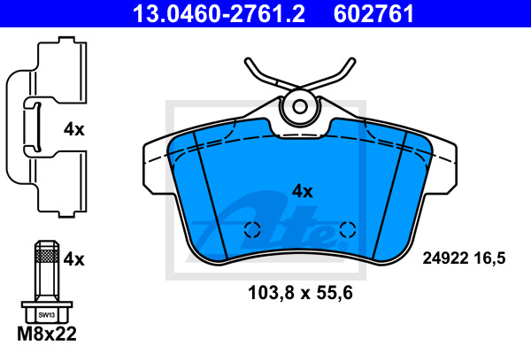 Klocki hamulcowe - komplet 13.0460-2761.2 ATE