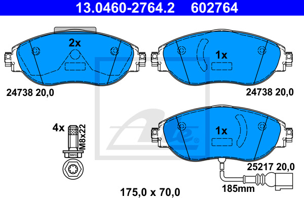 Klocki hamulcowe - komplet 13.0460-2764.2 ATE