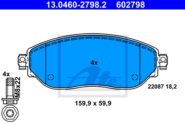 Klocki hamulcowe - komplet 13.0460-2798.2 ATE