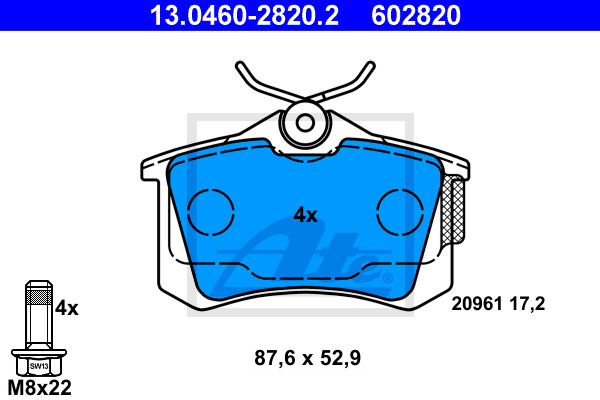 Klocki hamulcowe - komplet 13.0460-2820.2 ATE
